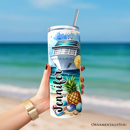 Cruise Trip 20oz Personalized Tumbler With Lid and Stainless Steel Straw, Family Vacation Travel Mug Gift